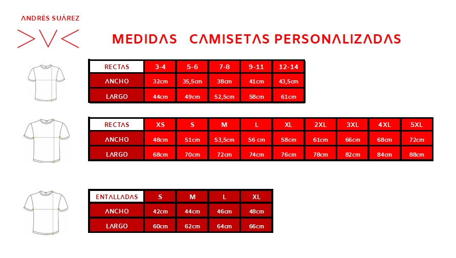 medidas camisetas personalizadas Andrés Suárez